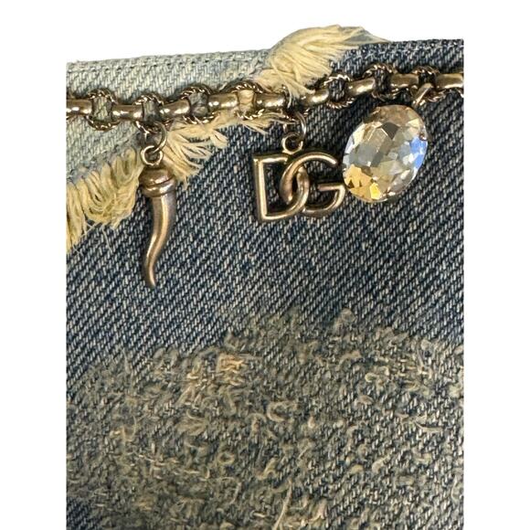 Dolce and Gabbana NIB Distressed Denim Ankle Booties in Blue Size 38 - Picture 14 of 16